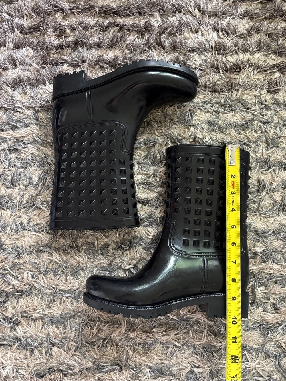 Black Studded Mid-Calf Rain Boots US Women’s 6